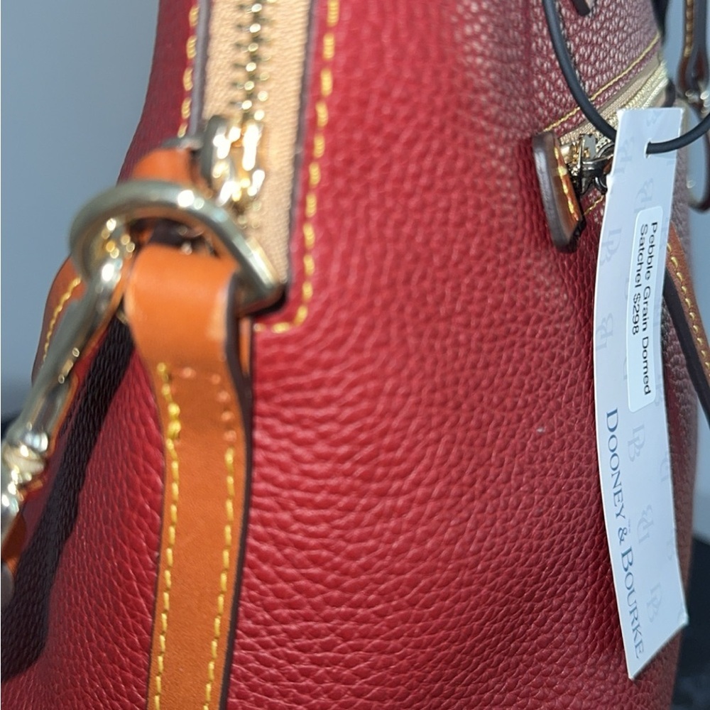 DOONEY & BOURKE Pebble Grain Domed Satchel Handbag Genuine Italian Leather NWT - Picture 5 of 13